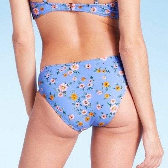 Shade & Shore Floral Bikini Bottoms Womens Size S Blue Multicolor Polyester/Span - Picture 3 of 5